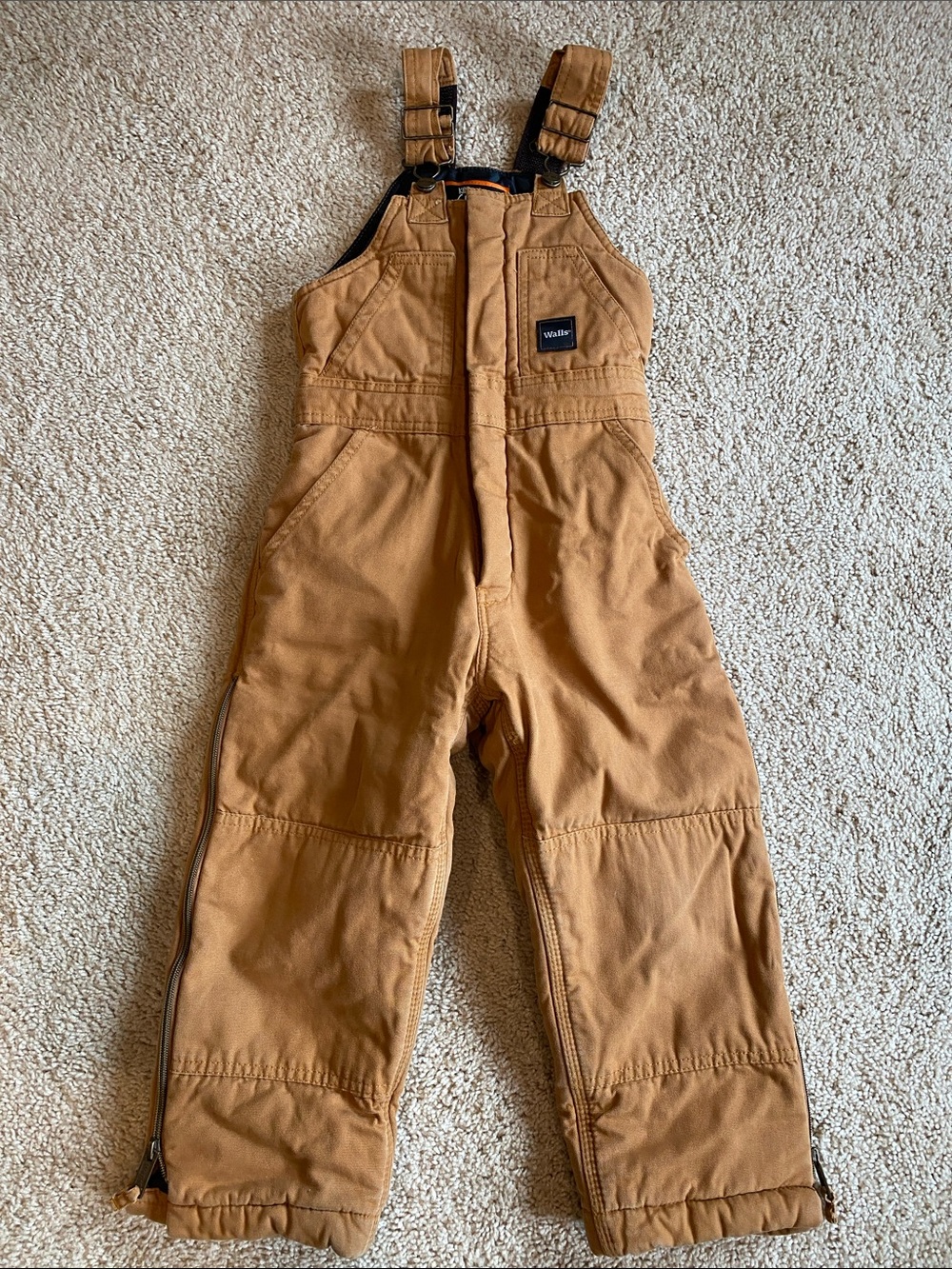 Walls Kids Tan Work Bib Insulated Overalls